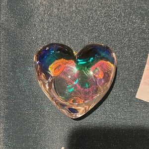 Iridescent Heart-Shaped Glass Art Piece